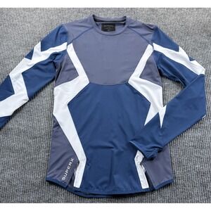 SUPERX Shirt Mens Small Blue Colorblock Long Sleeve Compression Jersey Top
